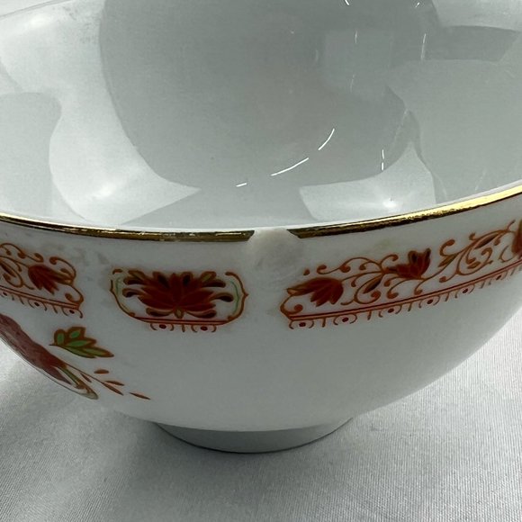 Cathay Xiamen China Set of 2 Gold Trim Floral Rice Porcelain Bowls - Picture 2 of 9